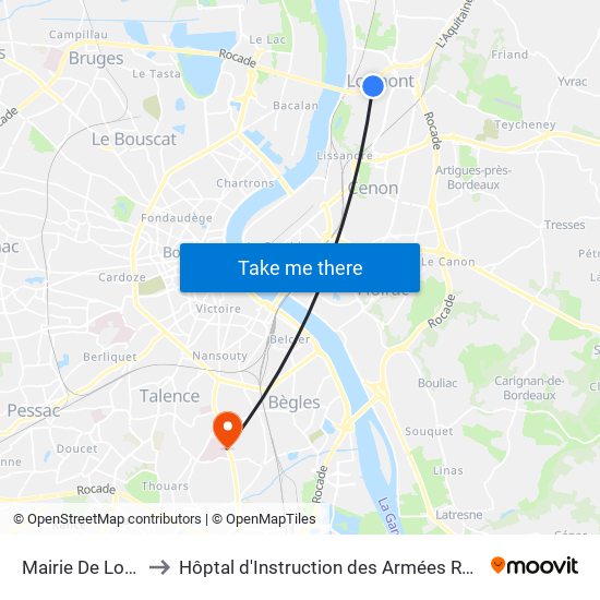 Mairie De Lormont to Hôptal d'Instruction des Armées Robert Picqué map