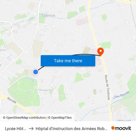 Lycée Hôtelier to Hôptal d'Instruction des Armées Robert Picqué map