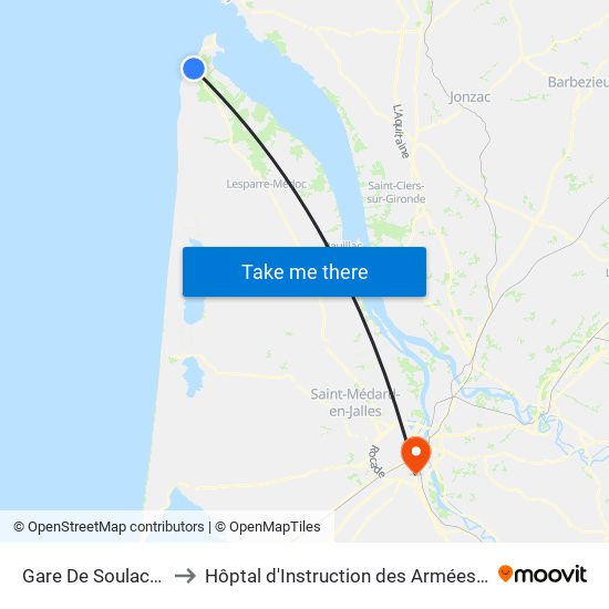 Gare De Soulac-Sur-Mer to Hôptal d'Instruction des Armées Robert Picqué map