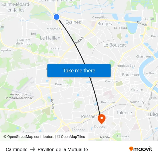 Cantinolle to Pavillon de la Mutualité map