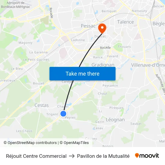 Réjouit Centre Commercial to Pavillon de la Mutualité map