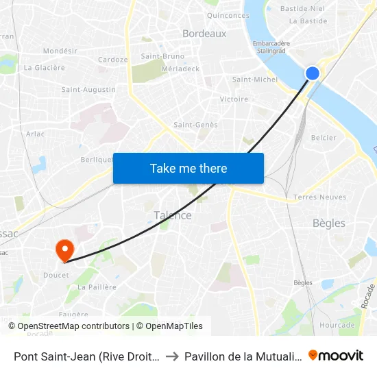 Pont Saint-Jean (Rive Droite) to Pavillon de la Mutualité map