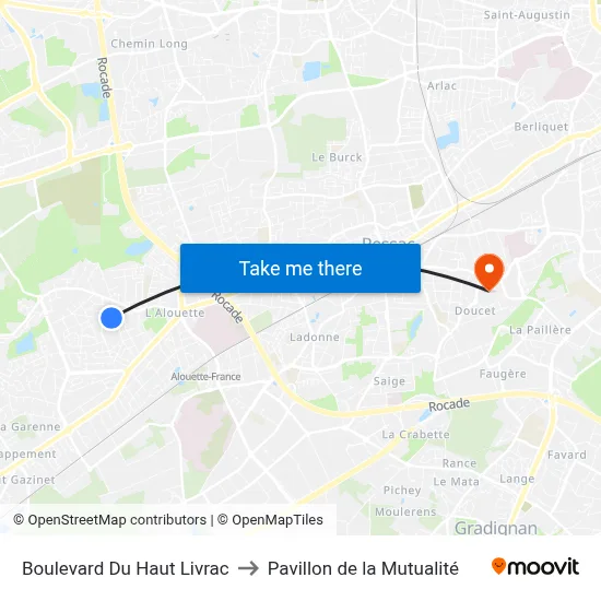 Boulevard Du Haut Livrac to Pavillon de la Mutualité map
