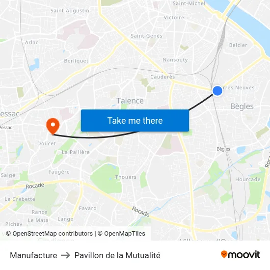 Manufacture to Pavillon de la Mutualité map