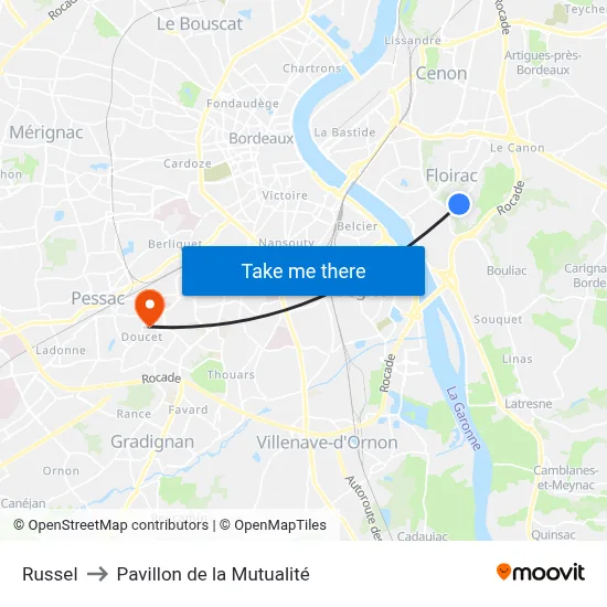 Russel to Pavillon de la Mutualité map