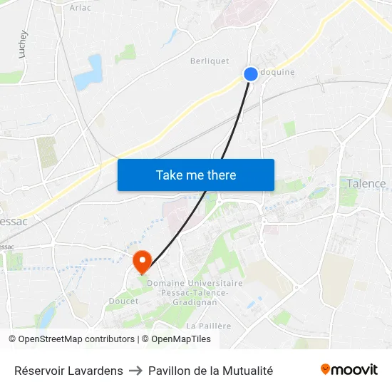 Réservoir Lavardens to Pavillon de la Mutualité map