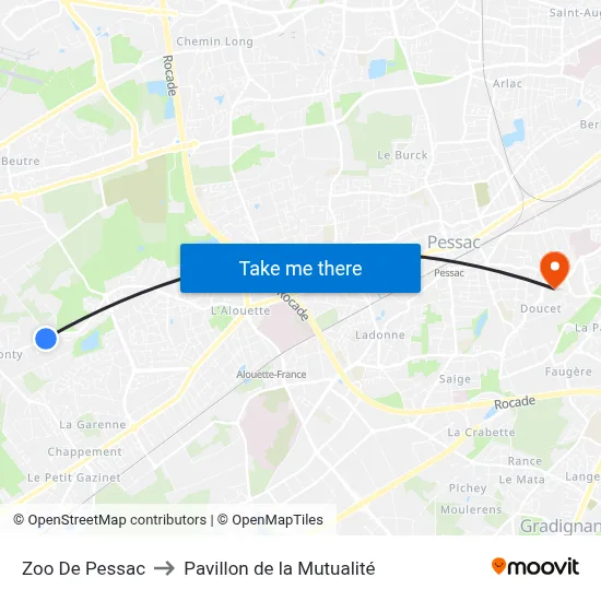 Zoo De Pessac to Pavillon de la Mutualité map