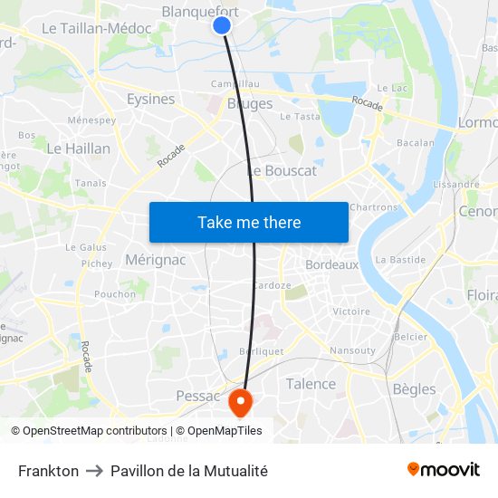 Frankton to Pavillon de la Mutualité map