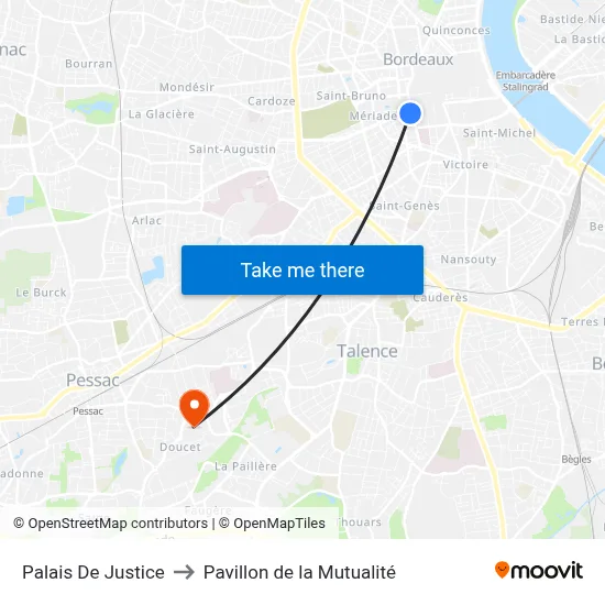 Palais De Justice to Pavillon de la Mutualité map