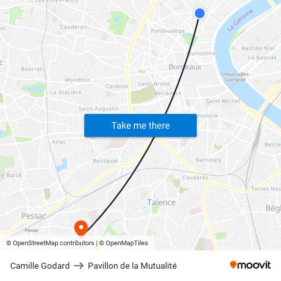 Camille Godard to Pavillon de la Mutualité map