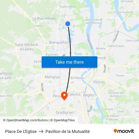 Place De L'Eglise to Pavillon de la Mutualité map