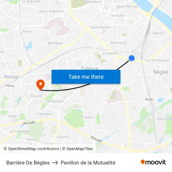 Barrière De Bègles to Pavillon de la Mutualité map