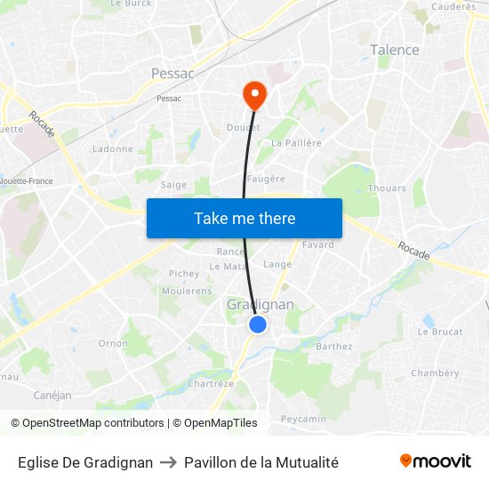Eglise De Gradignan to Pavillon de la Mutualité map