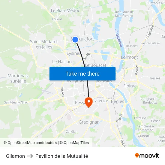 Gilamon to Pavillon de la Mutualité map