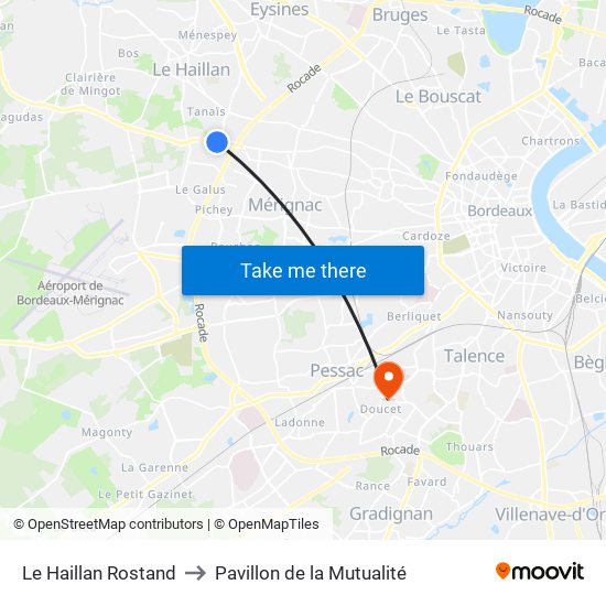 Le Haillan Rostand to Pavillon de la Mutualité map