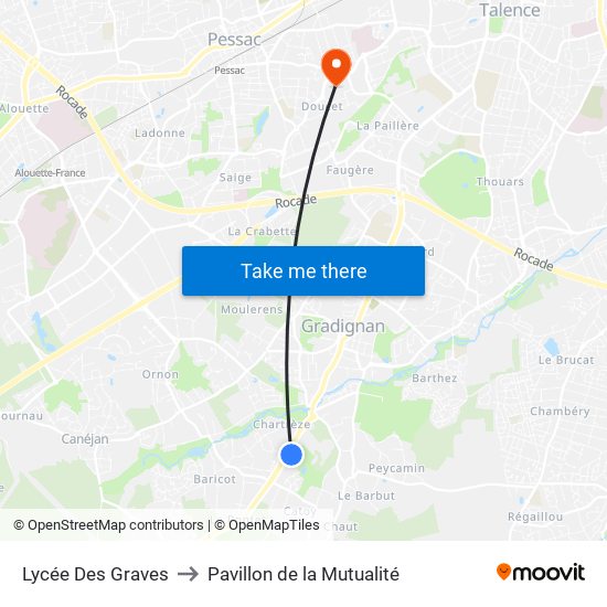Lycée Des Graves to Pavillon de la Mutualité map