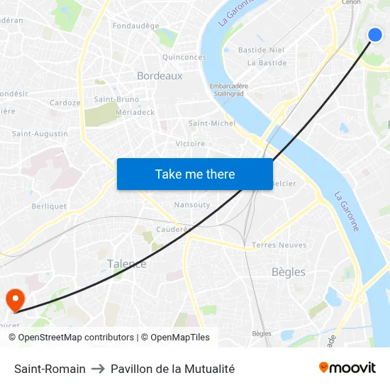 Saint-Romain to Pavillon de la Mutualité map