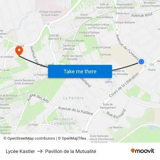 Lycée Kastler to Pavillon de la Mutualité map