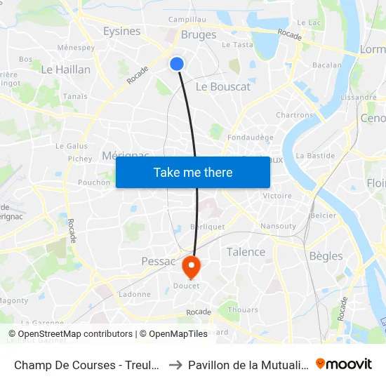 Champ De Courses - Treulon to Pavillon de la Mutualité map