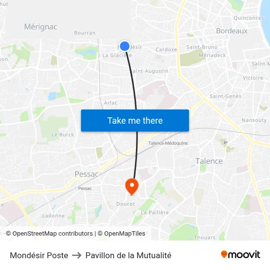 Mondésir Poste to Pavillon de la Mutualité map