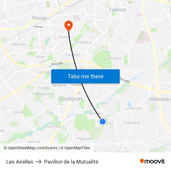 Les Airelles to Pavillon de la Mutualité map