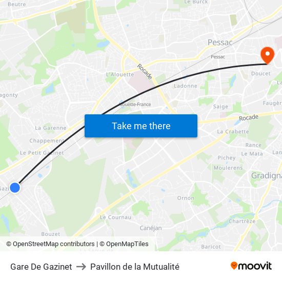 Gare De Gazinet to Pavillon de la Mutualité map