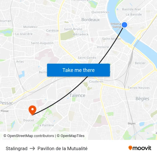 Stalingrad to Pavillon de la Mutualité map