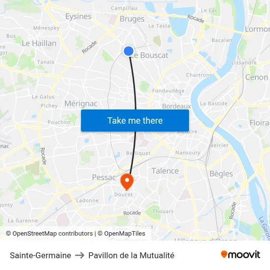 Sainte-Germaine to Pavillon de la Mutualité map