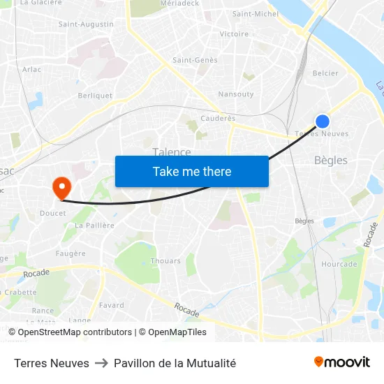 Terres Neuves to Pavillon de la Mutualité map
