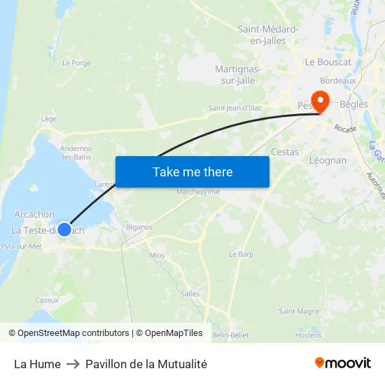 La Hume to Pavillon de la Mutualité map