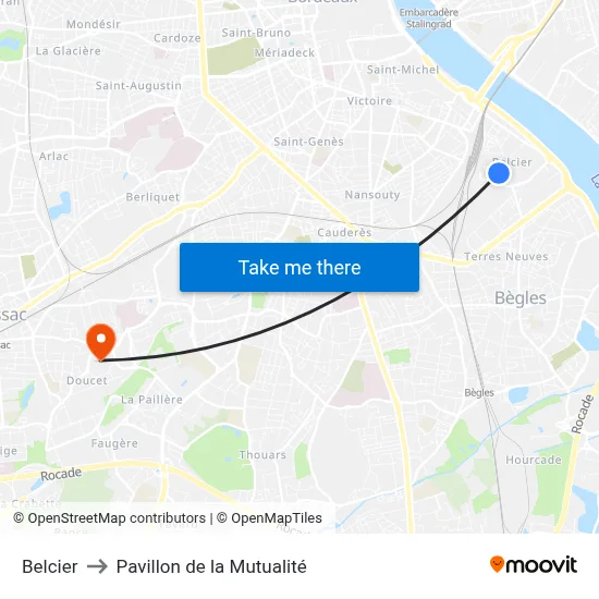 Belcier to Pavillon de la Mutualité map