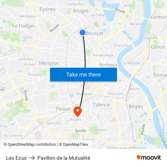 Les Ecus to Pavillon de la Mutualité map