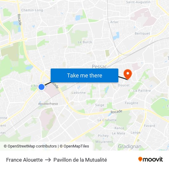 France Alouette to Pavillon de la Mutualité map