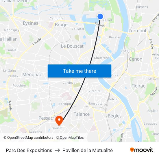 Parc Des Expositions to Pavillon de la Mutualité map