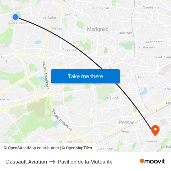 Dassault Aviation to Pavillon de la Mutualité map