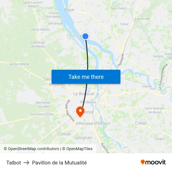 Talbot to Pavillon de la Mutualité map
