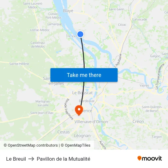 Le Breuil to Pavillon de la Mutualité map