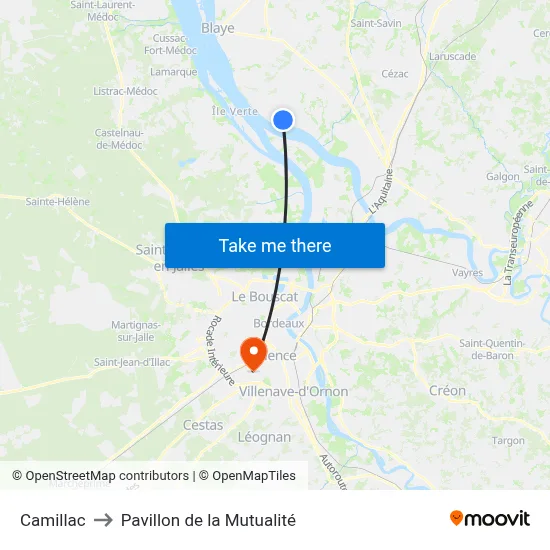 Camillac to Pavillon de la Mutualité map