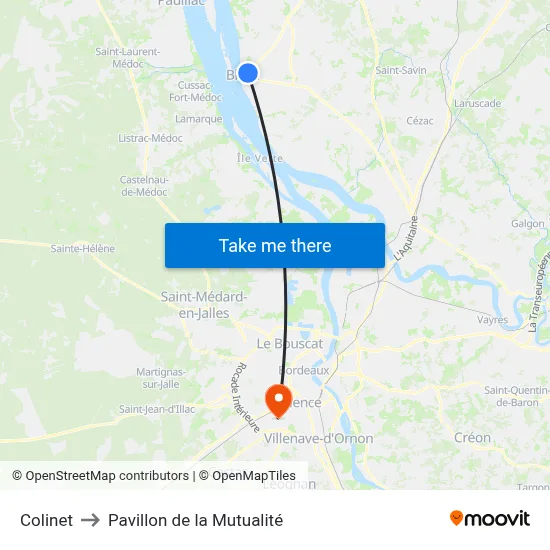 Colinet to Pavillon de la Mutualité map