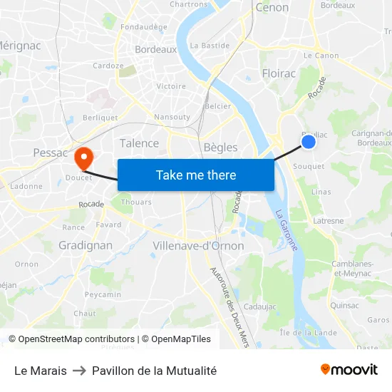 Le Marais to Pavillon de la Mutualité map