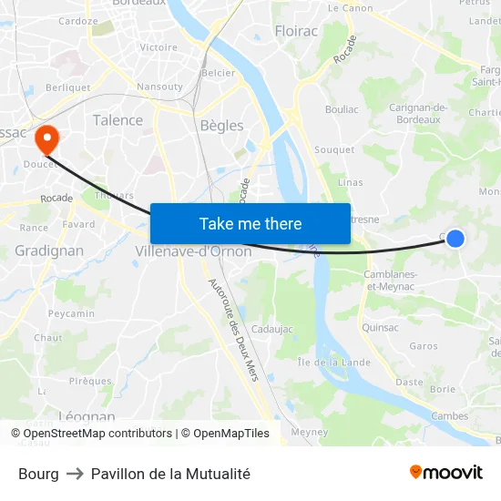 Bourg to Pavillon de la Mutualité map
