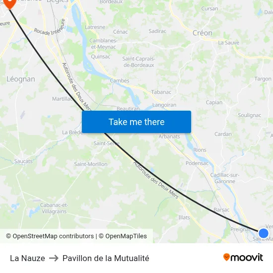 La Nauze to Pavillon de la Mutualité map