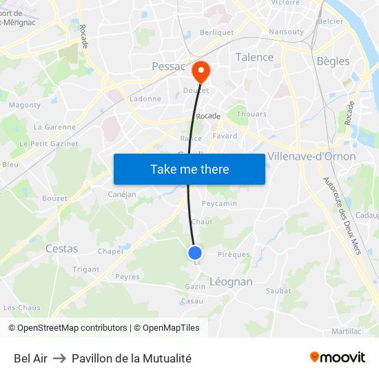 Bel Air to Pavillon de la Mutualité map