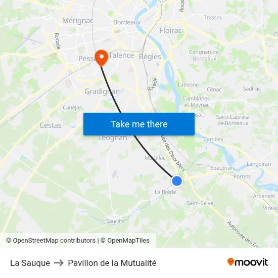 La Sauque to Pavillon de la Mutualité map