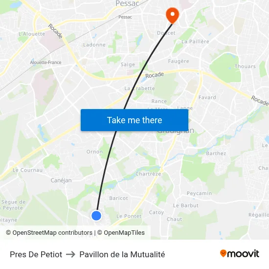 Pres De Petiot to Pavillon de la Mutualité map