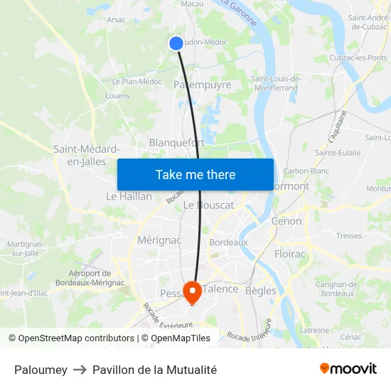 Paloumey to Pavillon de la Mutualité map