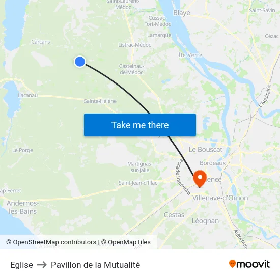 Eglise to Pavillon de la Mutualité map