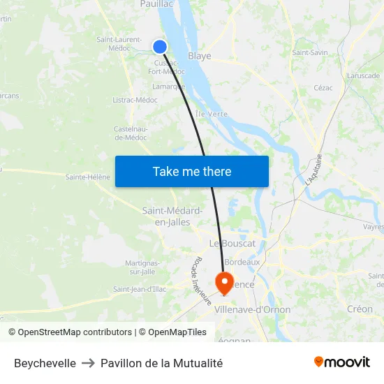 Beychevelle to Pavillon de la Mutualité map
