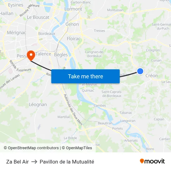 Za Bel Air to Pavillon de la Mutualité map