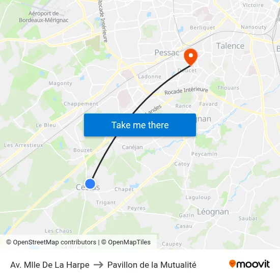 Av. Mlle De La Harpe to Pavillon de la Mutualité map